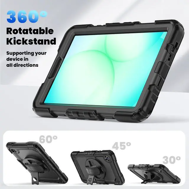 Alt view image 3 of 7 - WERLEO Case for Samsung Galaxy Tab A11 8.7 Inch 2025, Galaxy Tab A9 8.7 Inch 2023 Shockproof Cover with Built-in Screen Protector, Pencil Holder, 360 Rotating Stand, Hand Strap, Shoulder Strap