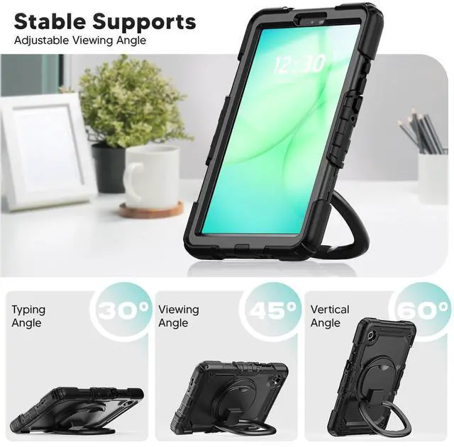 Alt view image 4 of 7 - WERLEO Protective Case for Samsung Galaxy Tab A11 8.7 Inch 2025, Galaxy Tab A9 8.7" 2023 Shockproof Cover with Screen Protector, Pencil Holder, 360 Rotating Stand, Hand Strap, Shoulder Strap