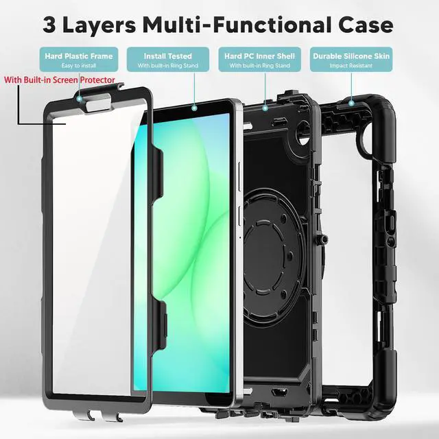 Alt view image 5 of 7 - WERLEO Protective Case for Samsung Galaxy Tab A11 8.7 Inch 2025, Galaxy Tab A9 8.7" 2023 Shockproof Cover with Screen Protector, Pencil Holder, 360 Rotating Stand, Hand Strap, Shoulder Strap