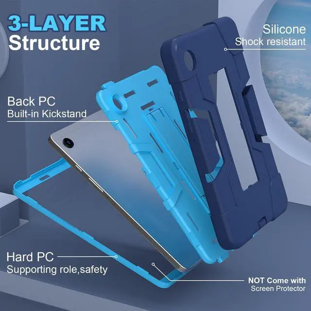 Alt view image 3 of 7 - WERLEO Case for Samsung Galaxy Tab A11 8.7 Inch 2025 Model SM-X130/X133/X135, Hard PC Soft Silicone Rugged Shockproof Protective Cover for Samsung Galaxy Tab A11 8.7" 2025 with Universal Stylus Pen