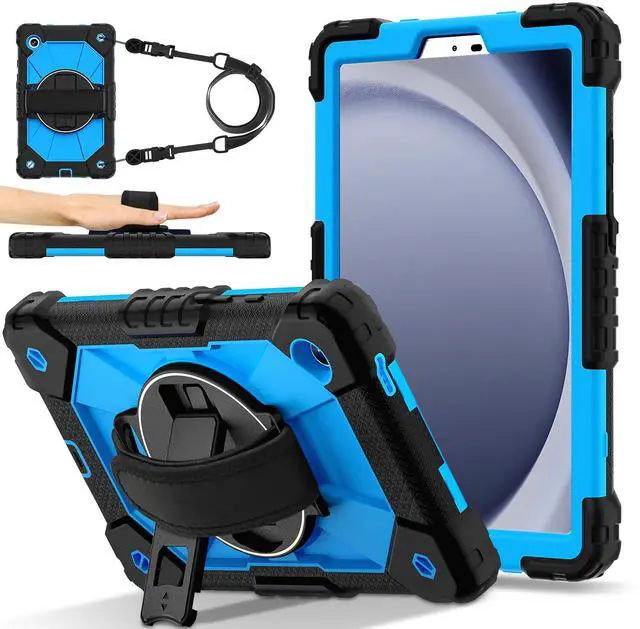 Main image of WERLEO Case for Samsung Galaxy Tab A11 8.7 inch 2025 SM-X130 X133 X135 Shockporoof Cover with Pencil Holder Rotating Hand Strap & Stand & Shoulder Strap Blue