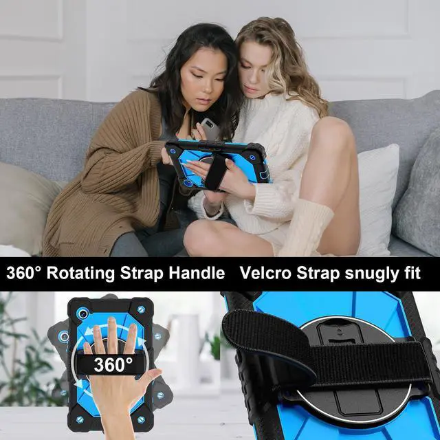 Alt view image 3 of 7 - WERLEO Case for Samsung Galaxy Tab A11 8.7 inch 2025 SM-X130 X133 X135 Shockporoof Cover with Pencil Holder Rotating Hand Strap & Stand & Shoulder Strap Blue