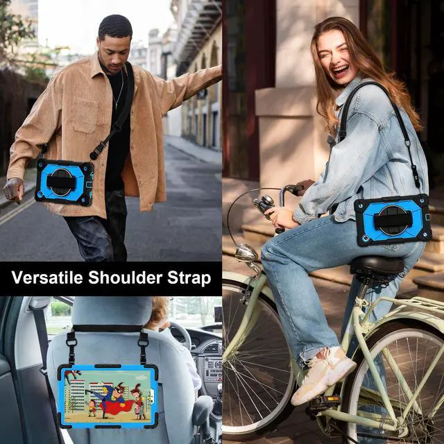 Alt view image 6 of 7 - WERLEO Case for Samsung Galaxy Tab A11 8.7 inch 2025 SM-X130 X133 X135 Shockporoof Cover with Pencil Holder Rotating Hand Strap & Stand & Shoulder Strap Blue