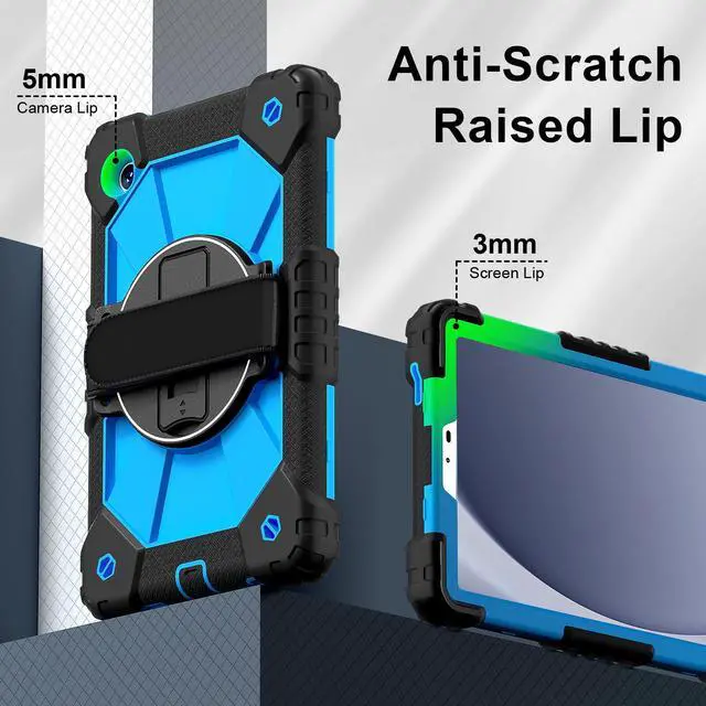 Alt view image 5 of 7 - WERLEO Case for Samsung Galaxy Tab A11 8.7 inch 2025 SM-X130 X133 X135 Shockporoof Cover with Pencil Holder Rotating Hand Strap & Stand & Shoulder Strap Blue