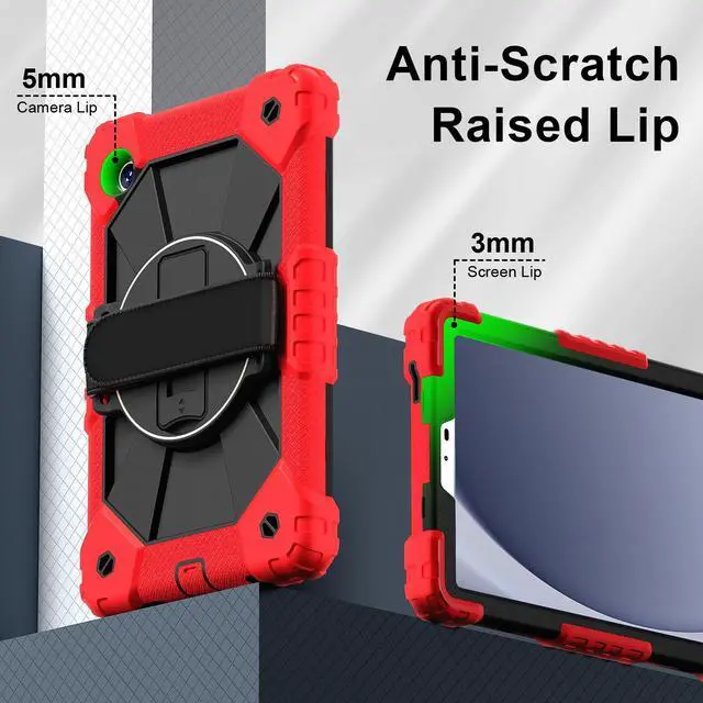 Alt view image 5 of 7 - WERLEO Case for Samsung Galaxy Tab A11 8.7 inch 2025 SM-X130 X133 X135 Shockporoof Cover with Pencil Holder Rotating Hand Strap & Stand & Shoulder Strap Red