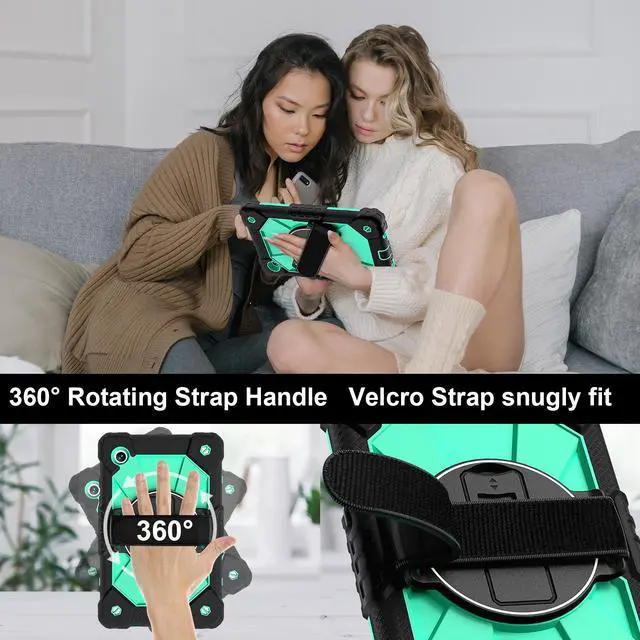 Alt view image 3 of 7 - WERLEO Case for Samsung Galaxy Tab A11 8.7 inch 2025 SM-X130 X133 X135 Shockporoof Cover with Pencil Holder Rotating Hand Strap & Stand & Shoulder Strap Green