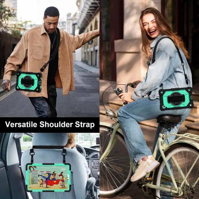 Alt view image 6 of 7 - WERLEO Case for Samsung Galaxy Tab A11 8.7 inch 2025 SM-X130 X133 X135 Shockporoof Cover with Pencil Holder Rotating Hand Strap & Stand & Shoulder Strap Green