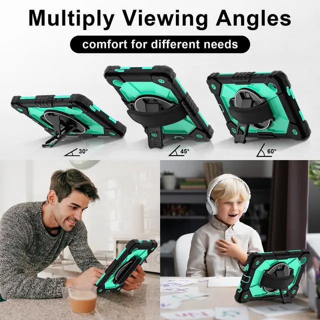 Alt view image 4 of 7 - WERLEO Case for Samsung Galaxy Tab A11 8.7 inch 2025 SM-X130 X133 X135 Shockporoof Cover with Pencil Holder Rotating Hand Strap & Stand & Shoulder Strap Green