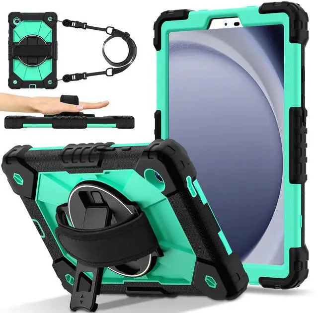 Main image of WERLEO Case for Samsung Galaxy Tab A11 8.7 inch 2025 SM-X130 X133 X135 Shockporoof Cover with Pencil Holder Rotating Hand Strap & Stand & Shoulder Strap Green