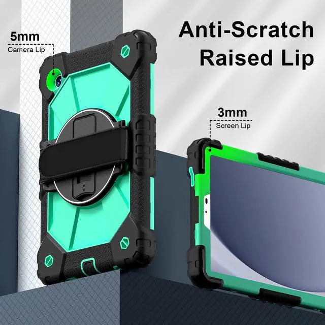 Alt view image 5 of 7 - WERLEO Case for Samsung Galaxy Tab A11 8.7 inch 2025 SM-X130 X133 X135 Shockporoof Cover with Pencil Holder Rotating Hand Strap & Stand & Shoulder Strap Green