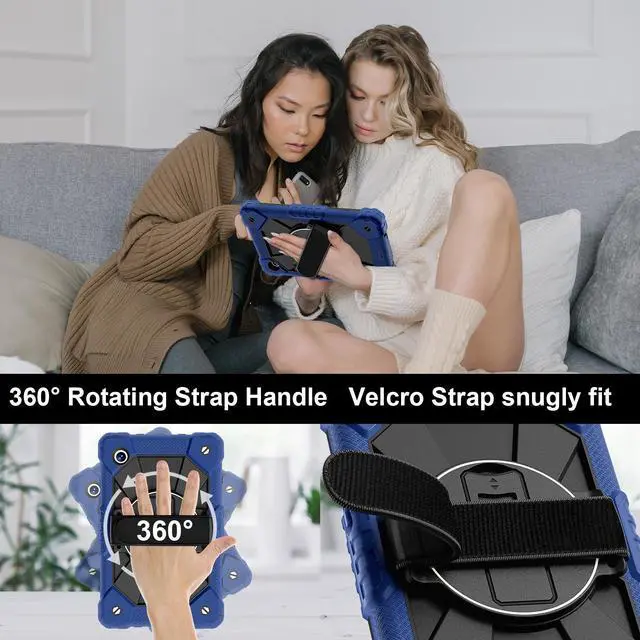 Alt view image 3 of 7 - WERLEO Case for Samsung Galaxy Tab A11 8.7 inch 2025 SM-X130 X133 X135 Shockporoof Cover with Pencil Holder Rotating Hand Strap & Stand & Shoulder Strap Navy Blue