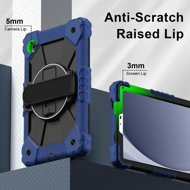 Alt view image 5 of 7 - WERLEO Case for Samsung Galaxy Tab A11 8.7 inch 2025 SM-X130 X133 X135 Shockporoof Cover with Pencil Holder Rotating Hand Strap & Stand & Shoulder Strap Navy Blue