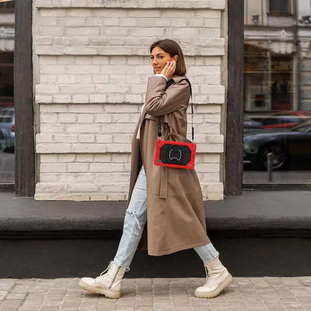 Alt view image 6 of 7 - Werleo Case for Samsung Galaxy Tab A11 8.7 inch 2025 SM-X130/X133/X135, Shockproof Rugged Silicone Drop Protective Cover with 360 Rotating Stand Handle Shoulder Strap Pencil Holder Red