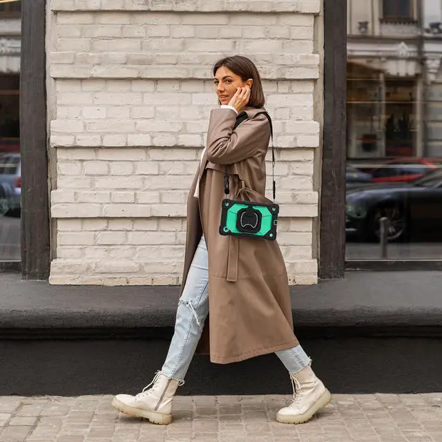 Alt view image 6 of 7 - Werleo Case for Samsung Galaxy Tab A11 8.7 inch 2025 SM-X130/X133/X135, Shockproof Rugged Silicone Drop Protective Cover with 360 Rotating Stand Handle Shoulder Strap Pencil Holder Green