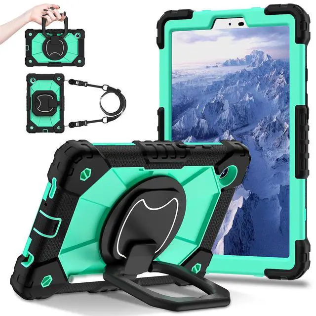 Main image of Werleo Case for Samsung Galaxy Tab A11 8.7 inch 2025 SM-X130/X133/X135, Shockproof Rugged Silicone Drop Protective Cover with 360 Rotating Stand Handle Shoulder Strap Pencil Holder Green