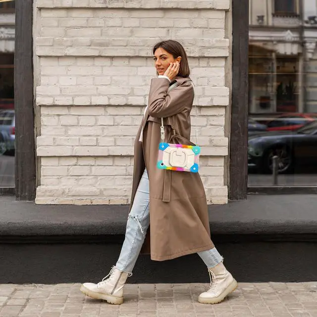 Alt view image 6 of 7 - Werleo Case for Samsung Galaxy Tab A11 8.7 inch 2025 SM-X130/X133/X135, Shockproof Rugged Silicone Drop Protective Cover with 360 Rotating Stand Handle Shoulder Strap Pencil Holder Rainbow Blue