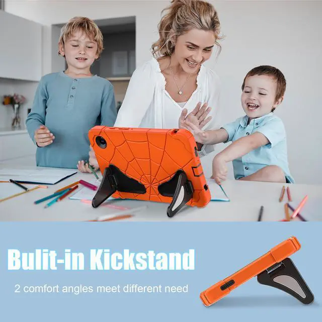 Alt view image 3 of 7 - Werleo Case for Samsung Galaxy Tab A11 8.7 inch 2025 SM-X130/X133/X135, Lightweight Shockproof Rugged Protective Cover with Kickstand, Pencil Holder for Kids Children Boys Orange