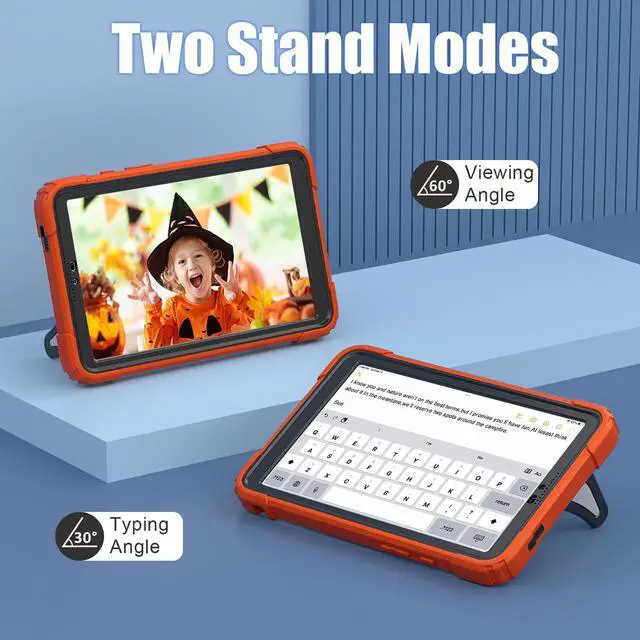 Alt view image 4 of 7 - Werleo Case for Samsung Galaxy Tab A11 8.7 inch 2025 SM-X130/X133/X135, Lightweight Shockproof Rugged Protective Cover with Kickstand, Pencil Holder for Kids Children Boys Orange