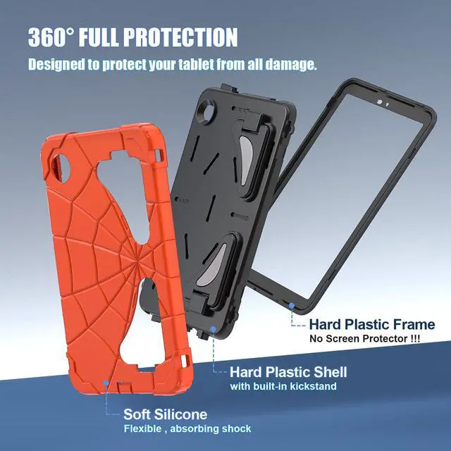 Alt view image 5 of 7 - Werleo Case for Samsung Galaxy Tab A11 8.7 inch 2025 SM-X130/X133/X135, Lightweight Shockproof Rugged Protective Cover with Kickstand, Pencil Holder for Kids Children Boys Orange