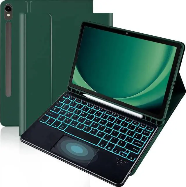 Main image of WERLEO Bluetooth Keyboard Case for Samsung Galaxy Tab A11 8.7 inch 2025 SM-X130/X133/X135, Wireless Keyboard with Trackpad & 7-Color Backlit & 3-Angle Kickstand Dark Green