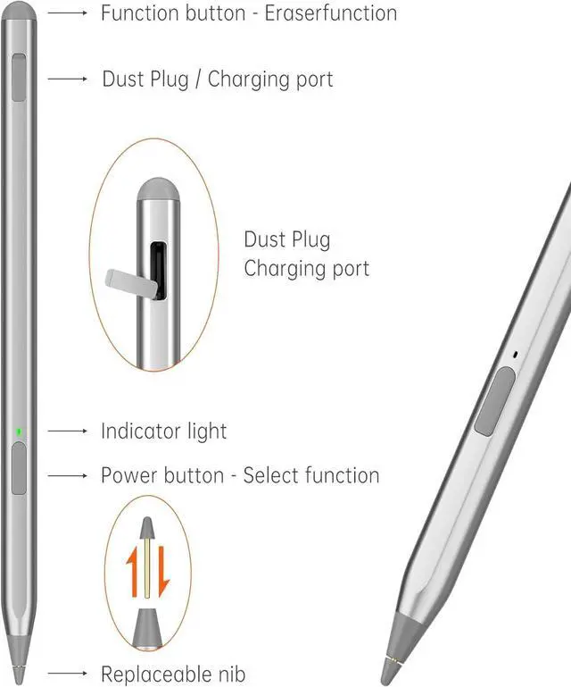 Alt view image 7 of 7 - WERLEO USI 2.0 Stylus for Chromebook / Amazon Fire Max 11 - Lenovo/Acer/ASUS/HP, Rechargeable Stylus Pen with 4096 Sensitivity for Google Pixel Tablet, Lenovo Chromebook