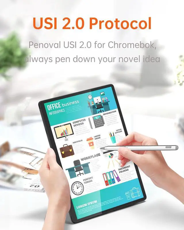 Alt view image 6 of 7 - WERLEO USI 2.0 Stylus for Chromebook / Amazon Fire Max 11 - Lenovo/Acer/ASUS/HP, Rechargeable Stylus Pen with 4096 Sensitivity for Google Pixel Tablet, Lenovo Chromebook