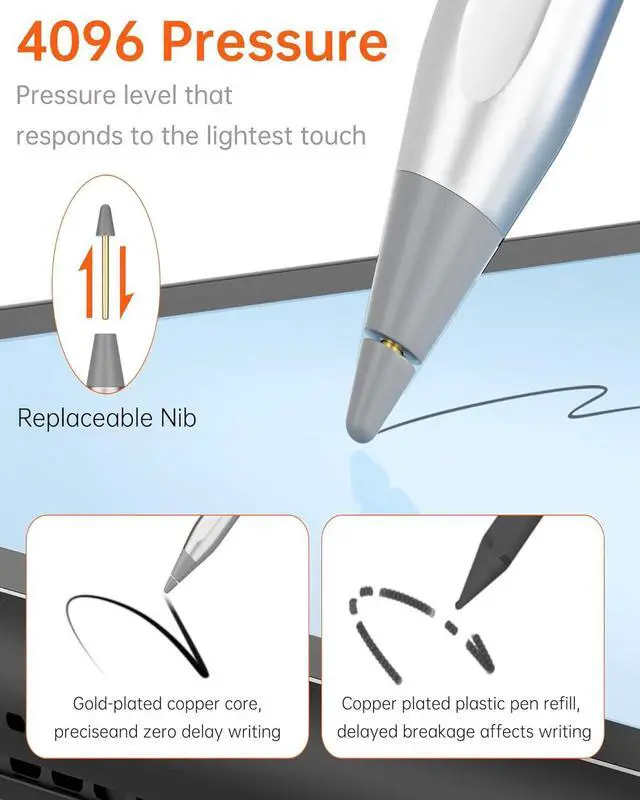 Alt view image 3 of 7 - WERLEO USI 2.0 Stylus for Chromebook / Amazon Fire Max 11 - Lenovo/Acer/ASUS/HP, Rechargeable Stylus Pen with 4096 Sensitivity for Google Pixel Tablet, Lenovo Chromebook