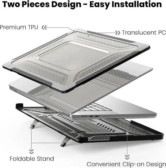 Alt view image 6 of 7 - BONAEVER For MacBook Pro 14 inch Case 2025 2024 2023 2022 2021 M5 M4 M3 M2 M1 A3434 A3112 A3185 A3401 A2918 A2992 A2779 A2442 Plastic Hard Shell Cover with Keybaord Cover & Screen Protector & Adapter