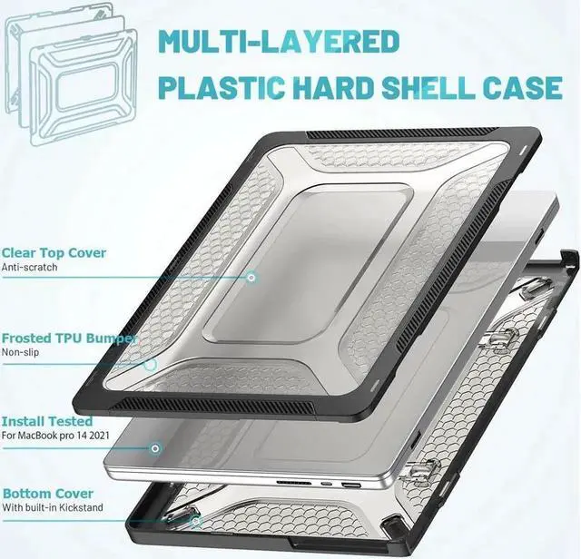 Alt view image 5 of 7 - BONAEVER Case For MacBook Pro 14 inch Case 2025 2024 2023 2022 2021 M5 M4 M3 M2 M1 A3434 A3112 A3185 A3401 A2918 A2992 A2779 A2442 Hard Shell Protective Cover with Stand
