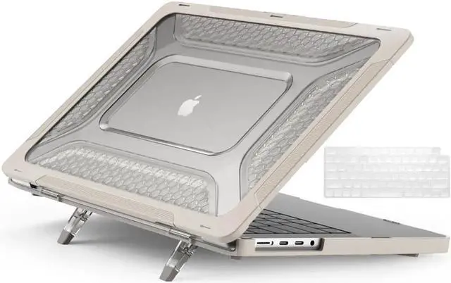 Main image of BONAEVER Case For MacBook Pro 14 inch Case 2025 2024 2023 2022 2021 M5 M4 M3 M2 M1 A3434 A3112 A3185 A3401 A2918 A2992 A2779 A2442 Hard Shell Protective Cover with Stand Apricot