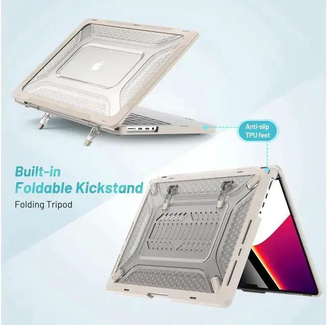 Alt view image 2 of 7 - BONAEVER Case For MacBook Pro 14 inch Case 2025 2024 2023 2022 2021 M5 M4 M3 M2 M1 A3434 A3112 A3185 A3401 A2918 A2992 A2779 A2442 Hard Shell Protective Cover with Stand Apricot