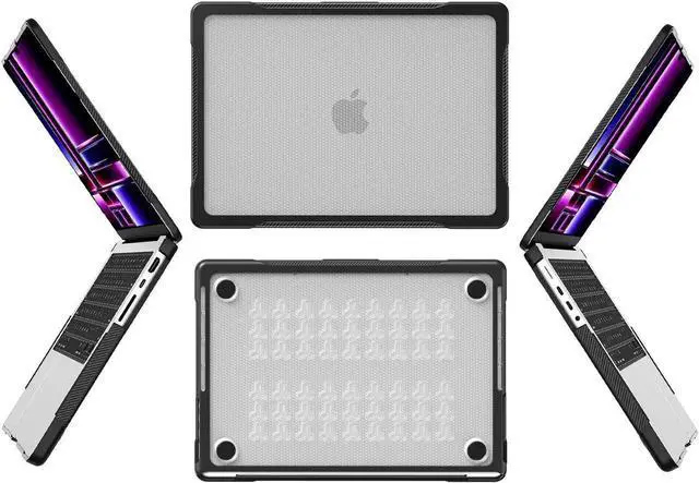 Alt view image 4 of 7 - For MacBook Pro 14 inch Case 2025 2024 2023 2022 2021 M5 M4 M3 M2 M1 A3434 A3112 A3185 A3401 A2918 A2992 A2779 A2442, Heavy Duty Rugged Hard Shell Shockproof Cover with Keyboard Skin Clear