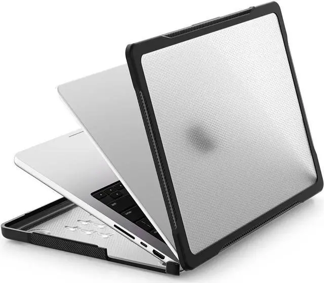 Alt view image 6 of 7 - For MacBook Pro 14 inch Case 2025 2024 2023 2022 2021 M5 M4 M3 M2 M1 A3434 A3112 A3185 A3401 A2918 A2992 A2779 A2442, Heavy Duty Rugged Hard Shell Shockproof Cover with Keyboard Skin Clear