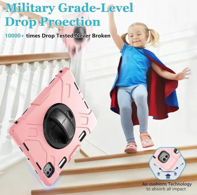 Alt view image 5 of 7 - BONAEVER Case for iPad Pro 11 inch M5 M4 2025 2024 Protective Cover for iPad Pro 11 Inch 6th 5th Generation with Built-in Screen Protector, 360° Rotating Stand, Shoulder Strap, Pencil HolderPink