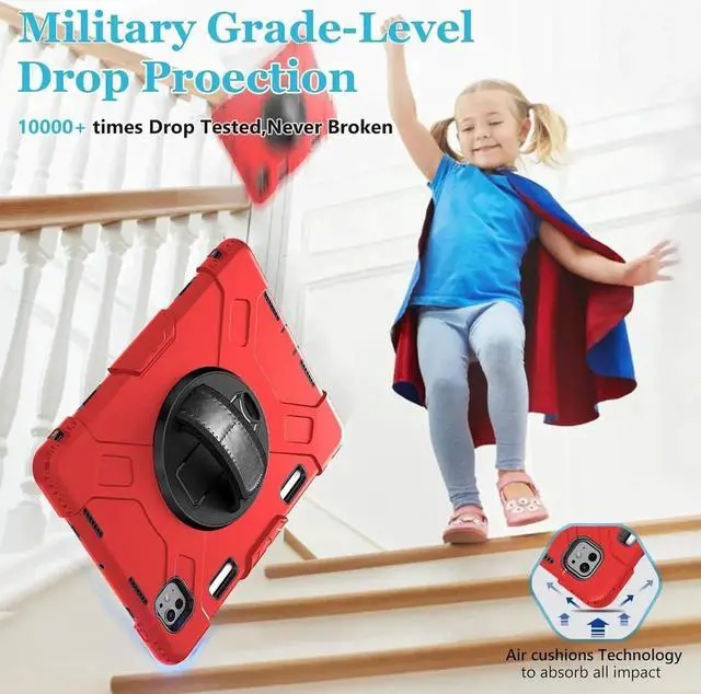 Alt view image 2 of 7 - BONAEVER Case for iPad Pro 11 inch M5 M4 2025 2024 Protective Cover for iPad Pro 11 Inch 6th 5th Generation with Built-in Screen Protector, 360° Rotating Stand, Shoulder Strap, Pencil Holder Red