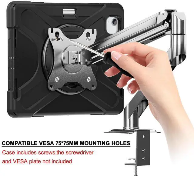 Alt view image 5 of 7 - BONAEVER Case for iPad Pro 11 Inch M5 2025 6th Gen M4 2024 5th Gen Heavy Duty Rugged Shockproof Cover with 360° Rotating Stand & Shoulder Strap & Pencil Holder & VESA Mounting Holes 75mm * 75mm