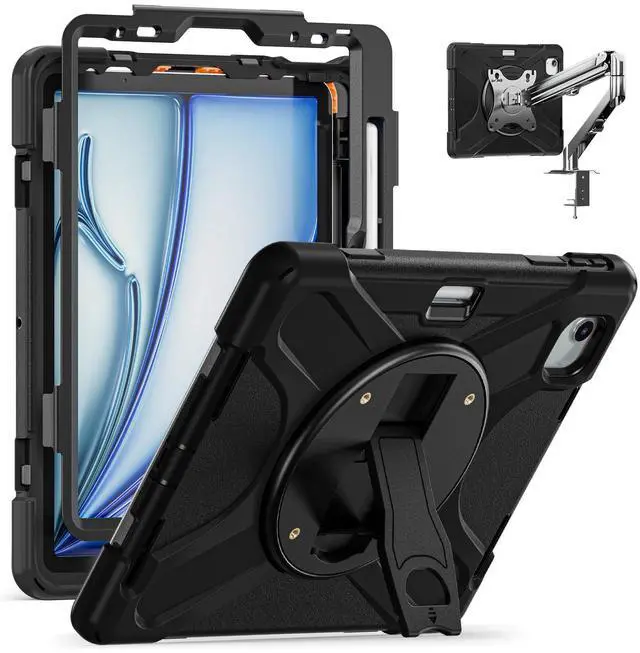 Main image of BONAEVER Case for iPad Pro 11 Inch M5 2025 6th Gen M4 2024 5th Gen Heavy Duty Rugged Shockproof Cover with 360° Rotating Stand & Shoulder Strap & Pencil Holder & VESA Mounting Holes 75mm * 75mm
