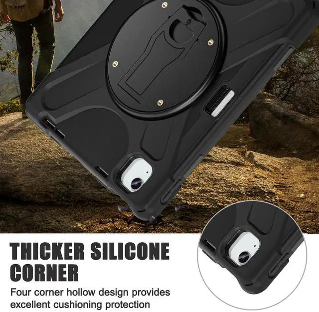 Alt view image 2 of 7 - BONAEVER Case for iPad Pro 11 Inch M5 2025 6th Gen M4 2024 5th Gen Heavy Duty Rugged Shockproof Cover with 360° Rotating Stand & Shoulder Strap & Pencil Holder & VESA Mounting Holes 75mm * 75mm