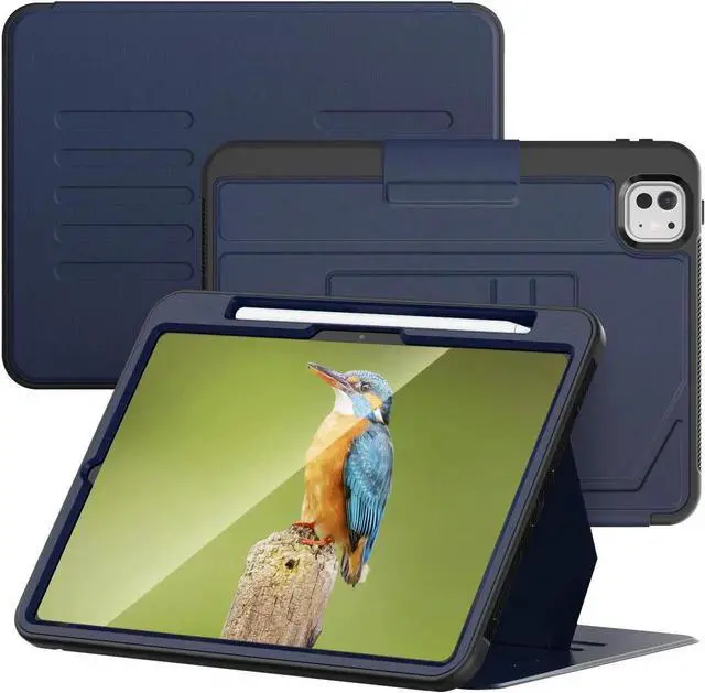 Alt view image 3 of 7 - BONAEVER Case For iPad Pro 11 Inch M5 2025 M4 2024, Smart Magnetic Auto Sleep Shockproof Cover with Multi-Angles Stand, Pen Holder, Card Slot Blue