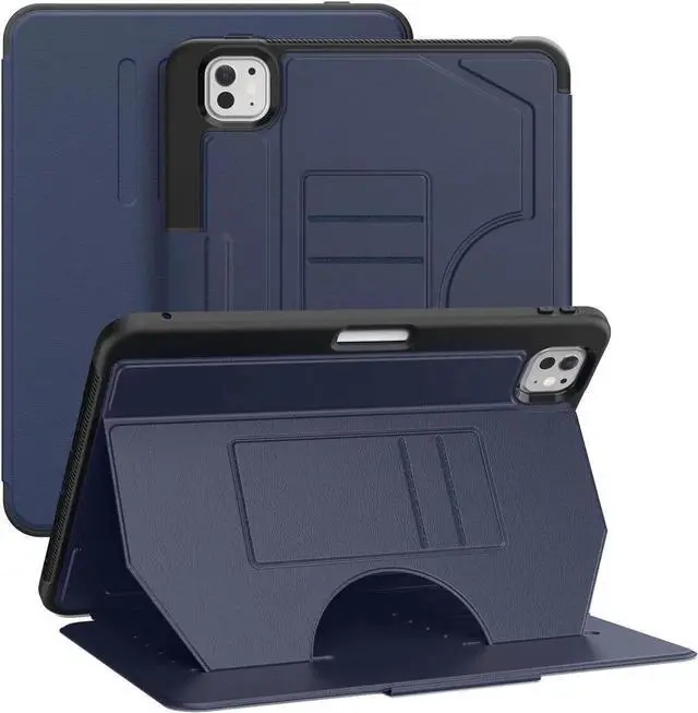 Main image of BONAEVER Case For iPad Pro 11 Inch M5 2025 M4 2024, Smart Magnetic Auto Sleep Shockproof Cover with Multi-Angles Stand, Pen Holder, Card Slot Blue