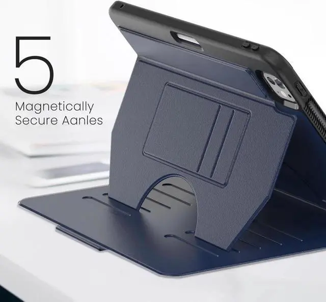 Alt view image 2 of 7 - BONAEVER Case For iPad Pro 11 Inch M5 2025 M4 2024, Smart Magnetic Auto Sleep Shockproof Cover with Multi-Angles Stand, Pen Holder, Card Slot Blue