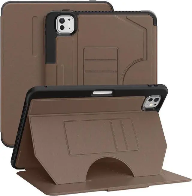 Main image of BONAEVER Case For iPad Pro 11 Inch M5 2025 M4 2024, Smart Magnetic Auto Sleep Shockproof Cover with Multi-Angles Stand, Pen Holder, Card Slot Brown