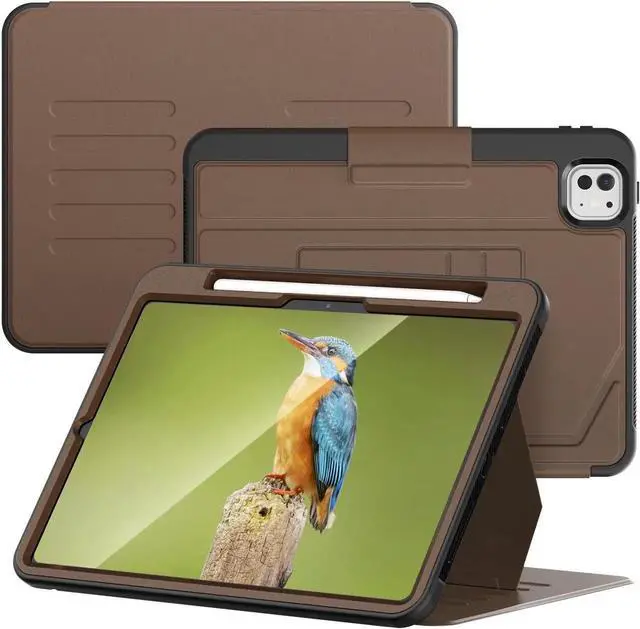 Alt view image 6 of 7 - BONAEVER Case For iPad Pro 11 Inch M5 2025 M4 2024, Smart Magnetic Auto Sleep Shockproof Cover with Multi-Angles Stand, Pen Holder, Card Slot Brown