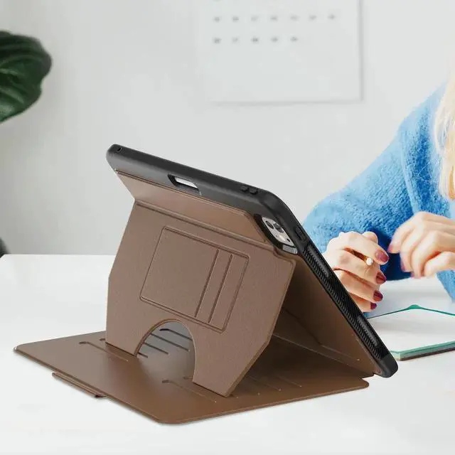 Alt view image 7 of 7 - BONAEVER Case For iPad Pro 11 Inch M5 2025 M4 2024, Smart Magnetic Auto Sleep Shockproof Cover with Multi-Angles Stand, Pen Holder, Card Slot Brown