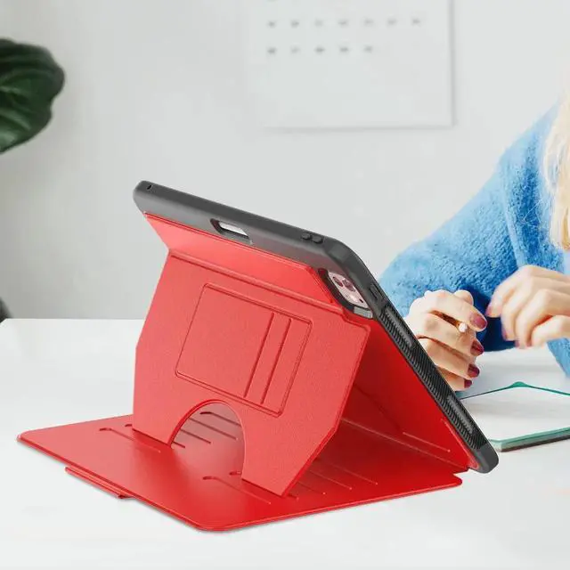 Alt view image 7 of 7 - BONAEVER Case For iPad Pro 11 Inch M5 2025 M4 2024, Smart Magnetic Auto Sleep Shockproof Cover with Multi-Angles Stand, Pen Holder, Card Slot Red
