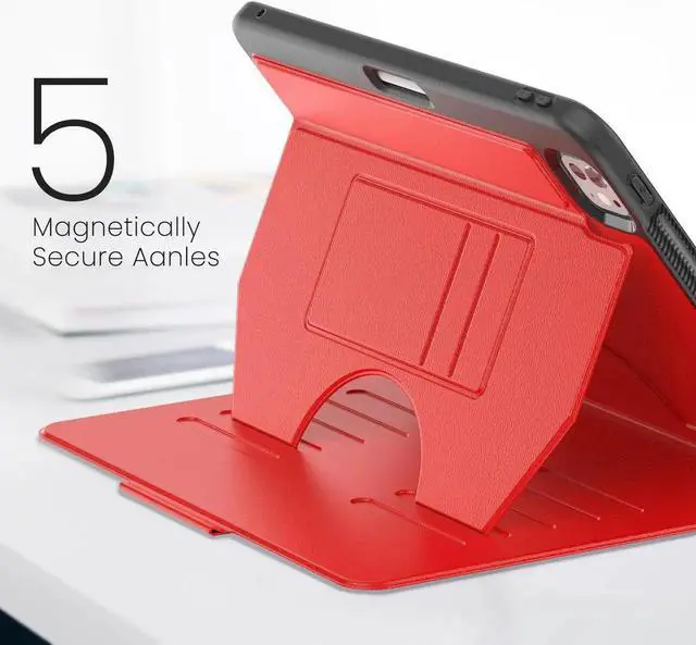 Alt view image 2 of 7 - BONAEVER Case For iPad Pro 11 Inch M5 2025 M4 2024, Smart Magnetic Auto Sleep Shockproof Cover with Multi-Angles Stand, Pen Holder, Card Slot Red
