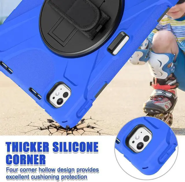 Alt view image 3 of 7 - BONAEVER Case for iPad Pro 11 Inch M5 M4 2025 2024 6th 5th Generation with Built-in Screen Protector, 360° Rotating Stand, Adjustable Shoulder Strap, Precise Cutouts, Pencil Holder Blue