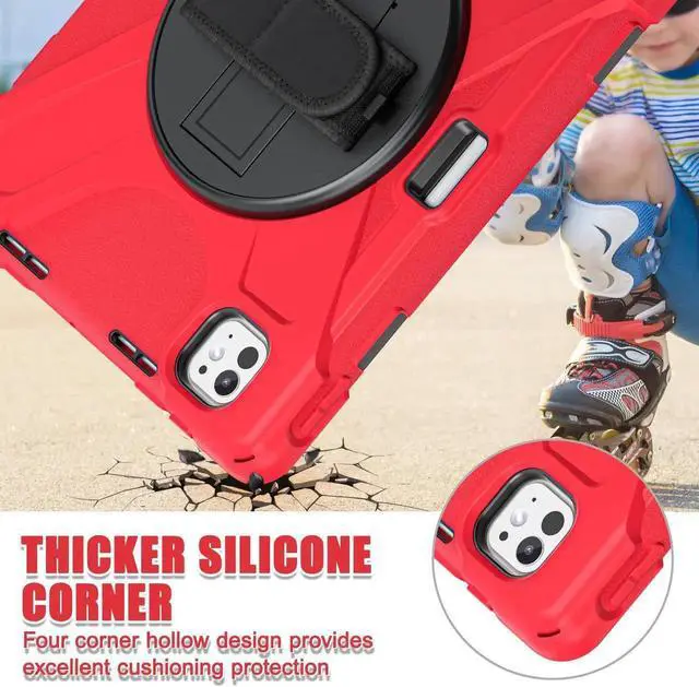 Alt view image 5 of 7 - BONAEVER Case for iPad Pro 11 Inch M5 M4 2025 2024 6th 5th Generation with Built-in Screen Protector, 360° Rotating Stand, Adjustable Shoulder Strap, Precise Cutouts, Pencil Holder Red