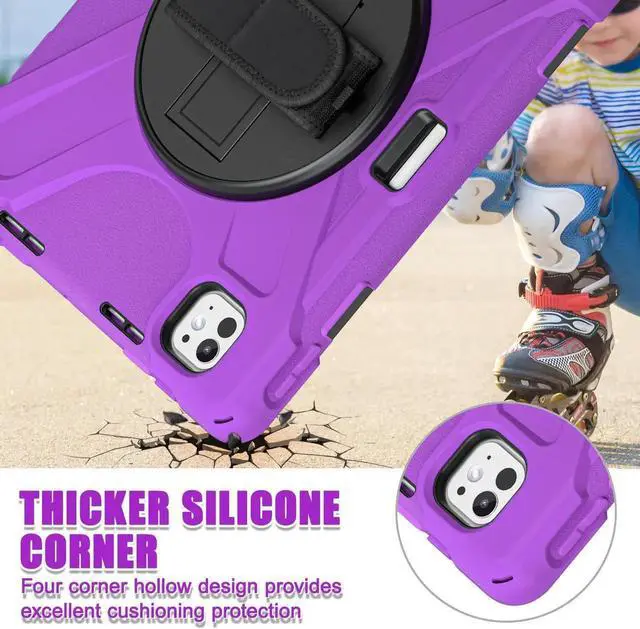 Alt view image 5 of 7 - BONAEVER Case for iPad Pro 11 Inch M5 M4 2025 2024 6th 5th Generation with Built-in Screen Protector, 360° Rotating Stand, Adjustable Shoulder Strap, Precise Cutouts, Pencil Holder Purple