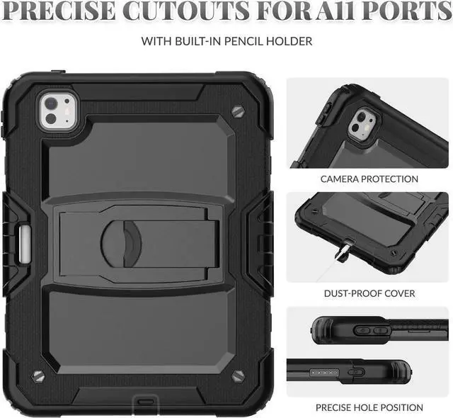 Alt view image 4 of 7 - BONAEVER Shockproof Case for iPad Pro 11 Inch 2024 M5 M4 2025 2024 6th 5th Generation Protective Cover with Screen Protector, Built-in Stand